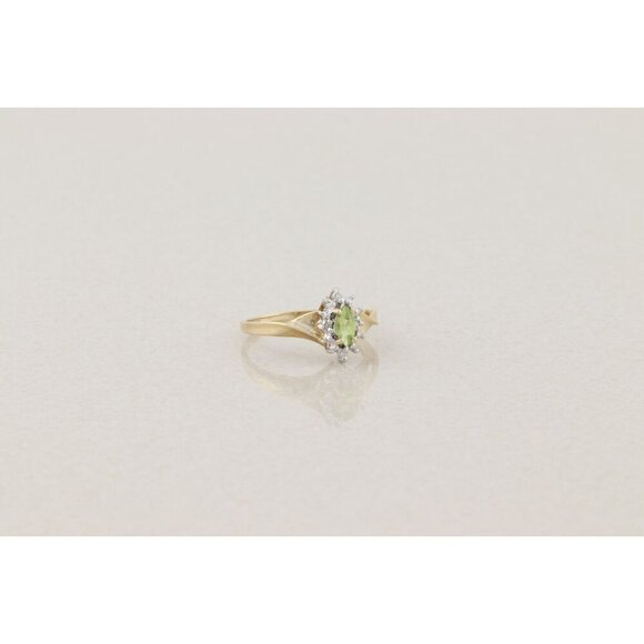 10k Yellow Gold and White Gold Peridot and Diamond Ring Size 6 3/4 - Picture 3 of 7